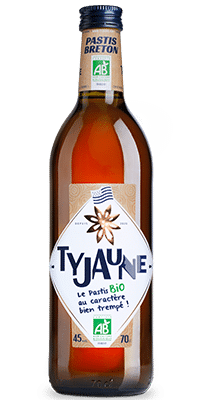 Ty Jaune le pastis breton | Pastis Artisanal produit en Bretagne photo de la bouteille ty jaune bio